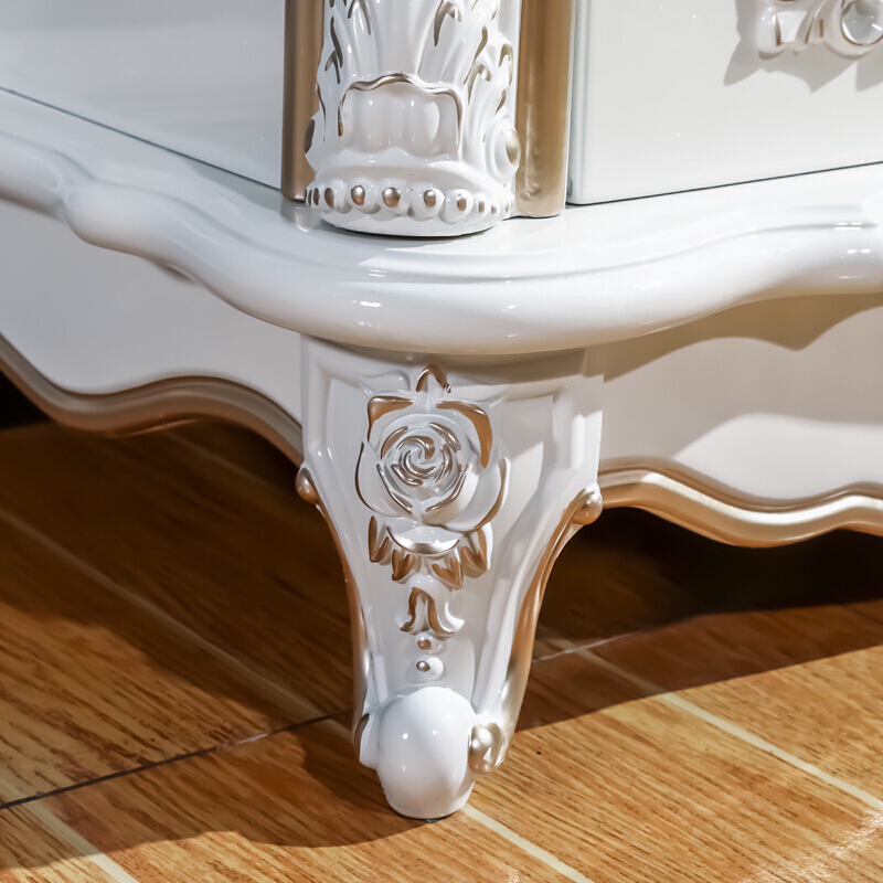 白色乳白色简约简欧欧式实木花五斗柜储物柜收纳柜实用小柜子 五斗柜