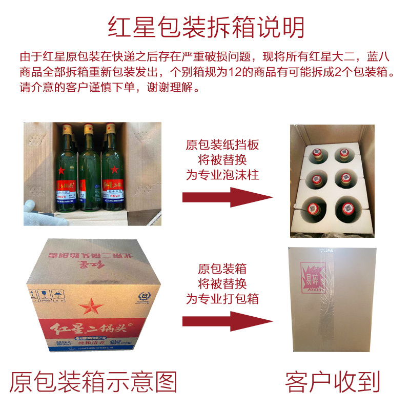 红星二锅头 清香醇正 43度 750ml*6 整箱装 清香型白酒