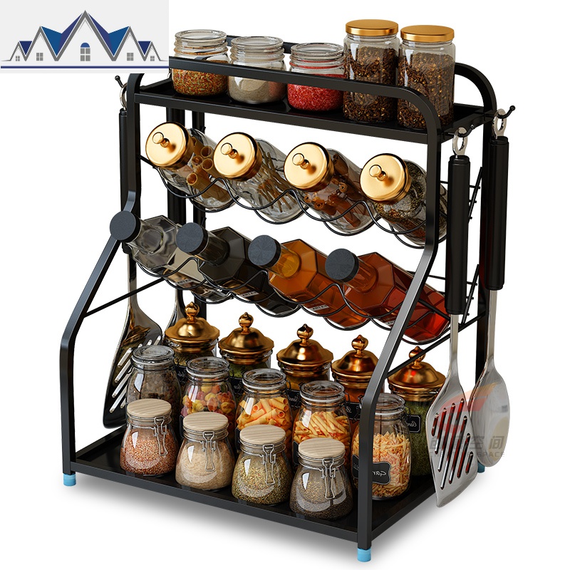 不锈钢调味品调料架子置物架厨房用品桌面油盐酱醋佐料瓶收纳层架_3_192高清大图