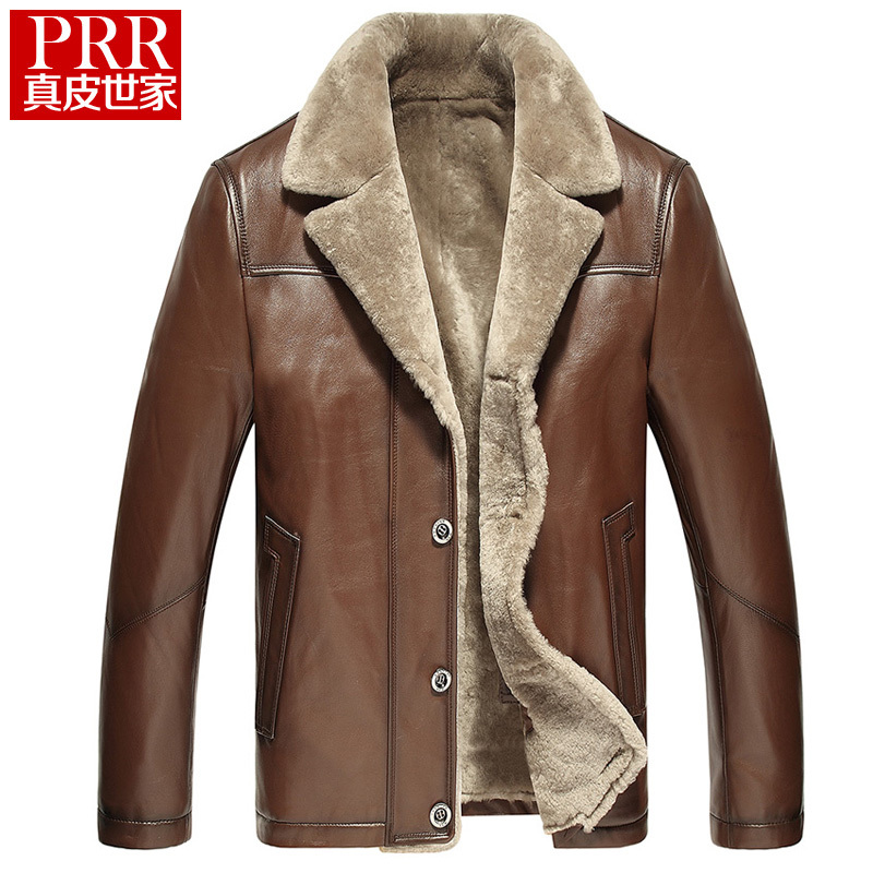 反季断码清仓特价海宁皮毛一体男真皮皮衣男士真皮夹克皮草外套