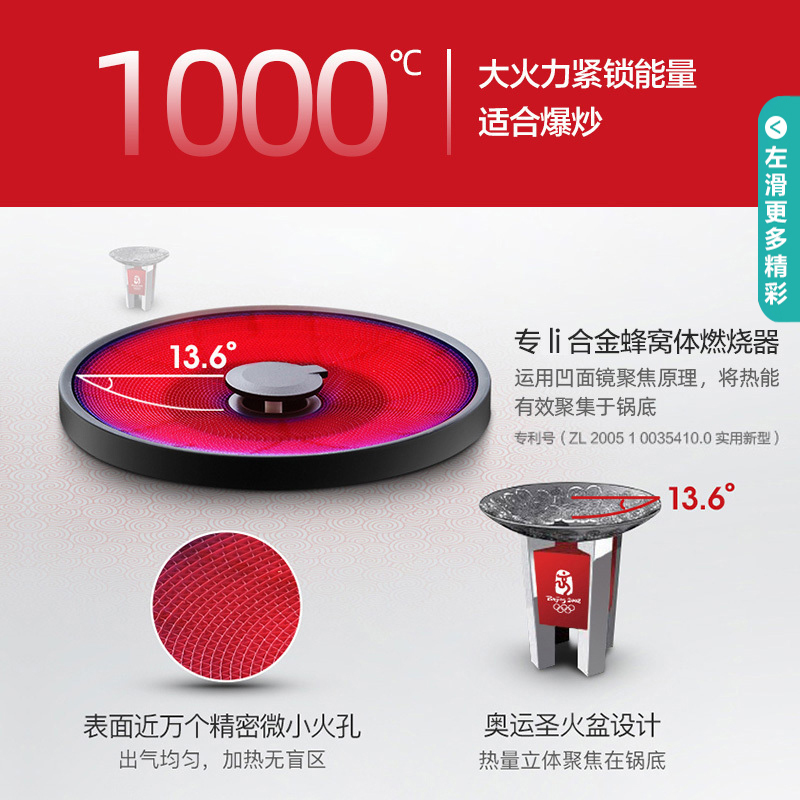 华帝(vatti)燃气灶天然气聚能灶单灶具台式灶双眼灶厨房家用1000℃爆炒光波+微焰技术一级能效JZT-i10002B