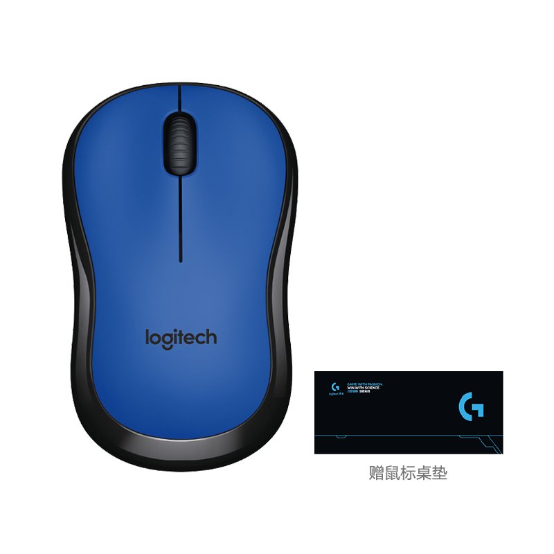 罗技(Logitech)M220蓝色无线鼠标+桌垫