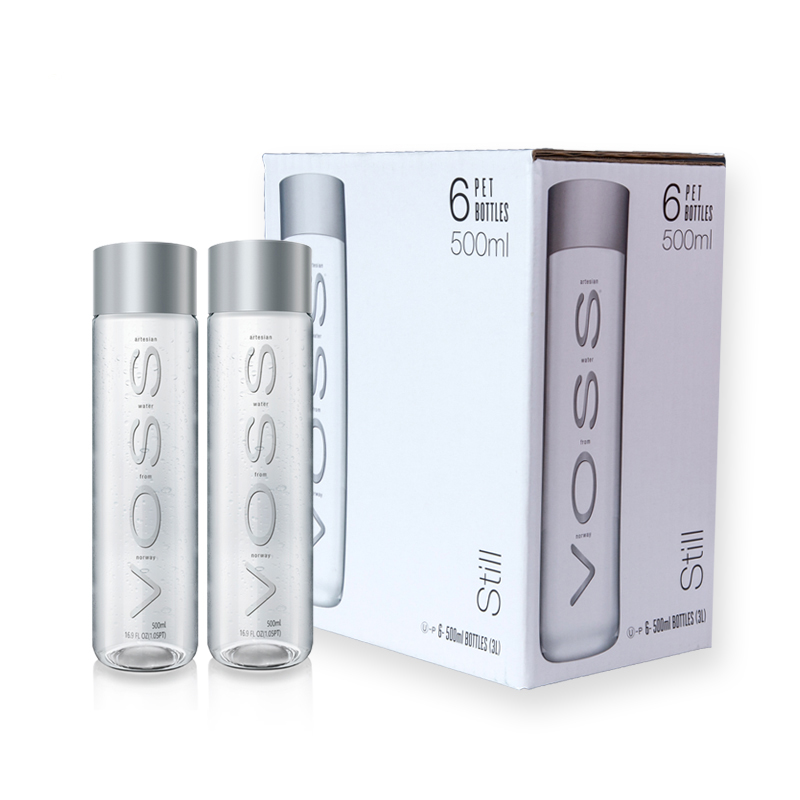 VOSS 芙丝饮用天然泉水(不含气)ST 500ml*6 塑料瓶装 挪威进口饮用水
