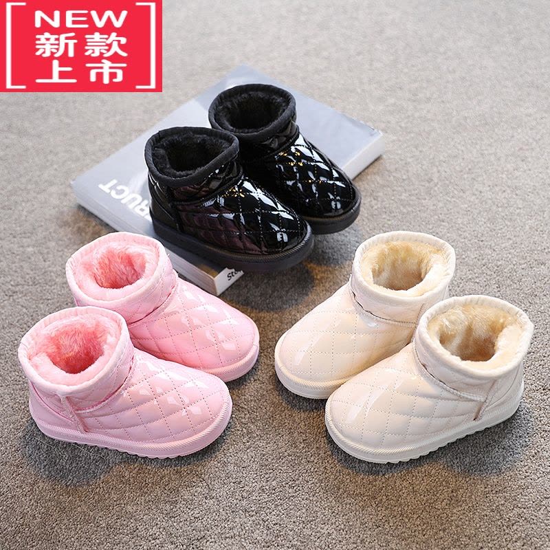 可莉允儿童雪地靴女童棉靴加绒保暖防水皮靴2022年冬季新款男童女童短靴图片