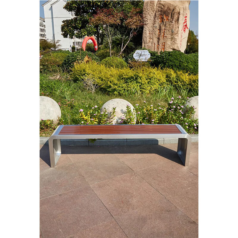 戴劲 公园椅室外简约排椅不锈钢椅子广场休闲椅园林座椅 180V形高清大图