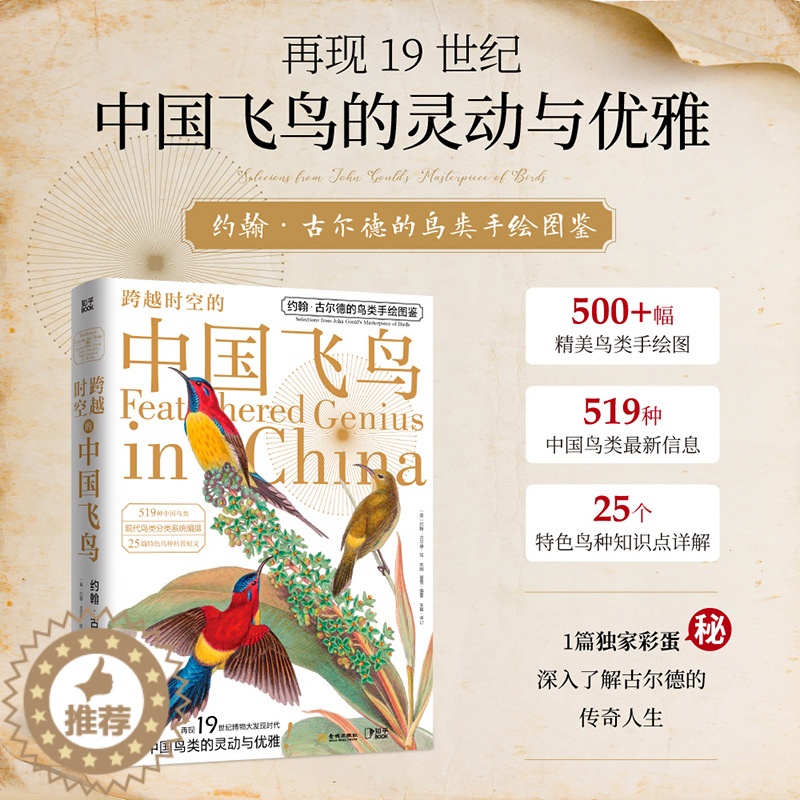[醉染正版]跨越时空的中国飞鸟:约翰·古尔德的鸟类手绘图鉴 动物分类鸟类科普读物 手绘博物学爱好者