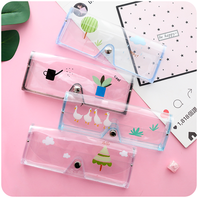 权夫人创意小清新眼镜收纳盒便携式塑料透明轻便近视眼镜盒女款学生高清大图