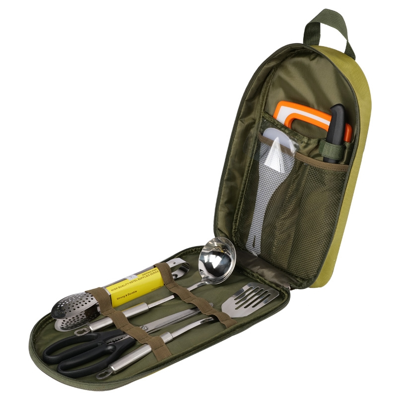 户外炊具套装野炊厨具迈高登便携套装不锈钢收纳手提包野营野餐包八
