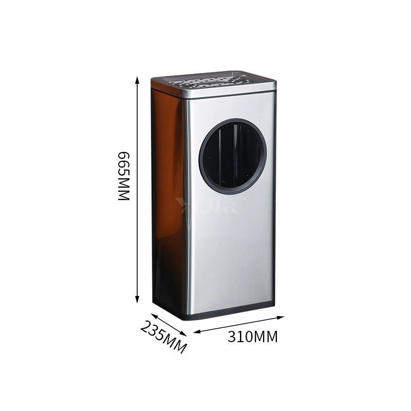 翌嘉YJ4123007 不锈钢酒店垃圾桶大堂宾馆圆口立式垃圾桶 银色 16L 310*235*665高清大图