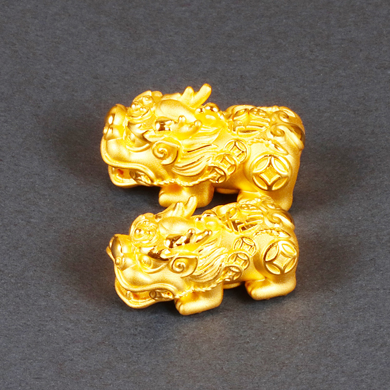 黄金码头3D硬金福钱貔貅手串福气满满足金999配件黄金串珠送长辈
