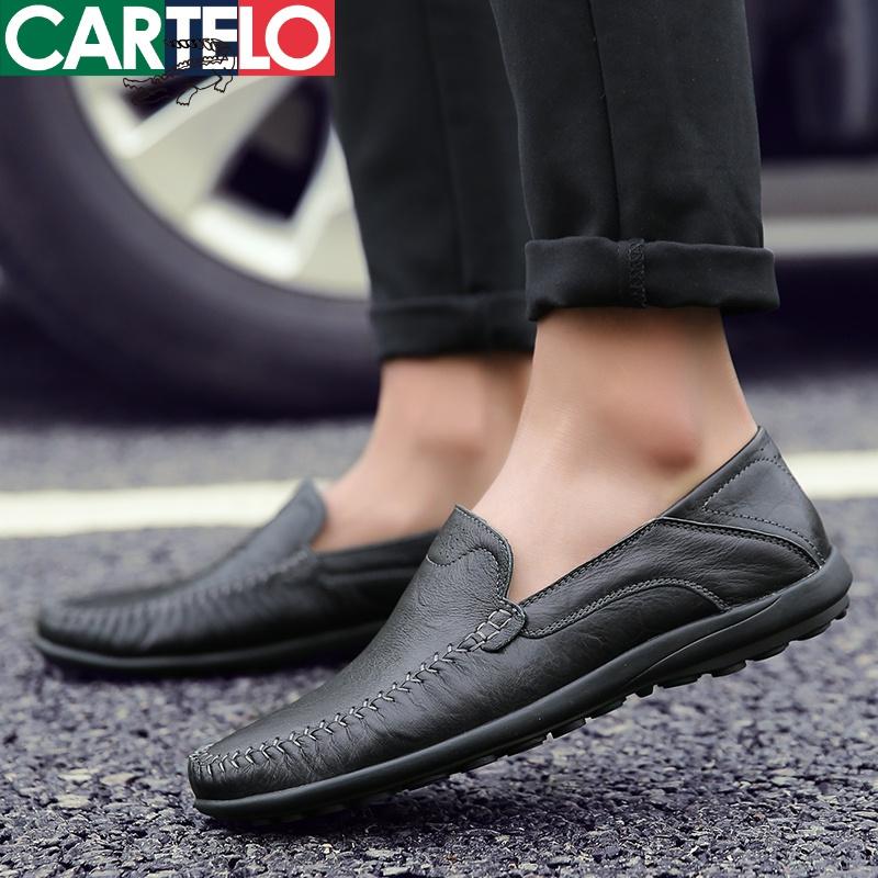 线下专柜同款卡帝乐鳄鱼cartelo新款透气真皮男鞋休闲鞋皮鞋男士板鞋