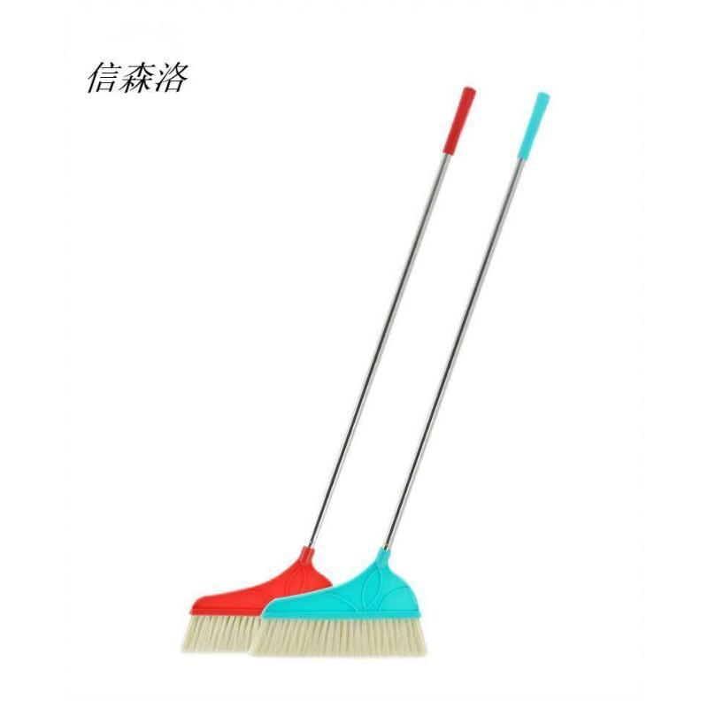 信森洛 不锈钢柄 软硬毛扫把 1把(红绿颜色随机发)
