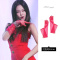 正红色网纱约52cm-jennie同款 均码 jennie同款舞台表演手套复古礼服婚纱拍照半透明蕾丝网纱手臂套长