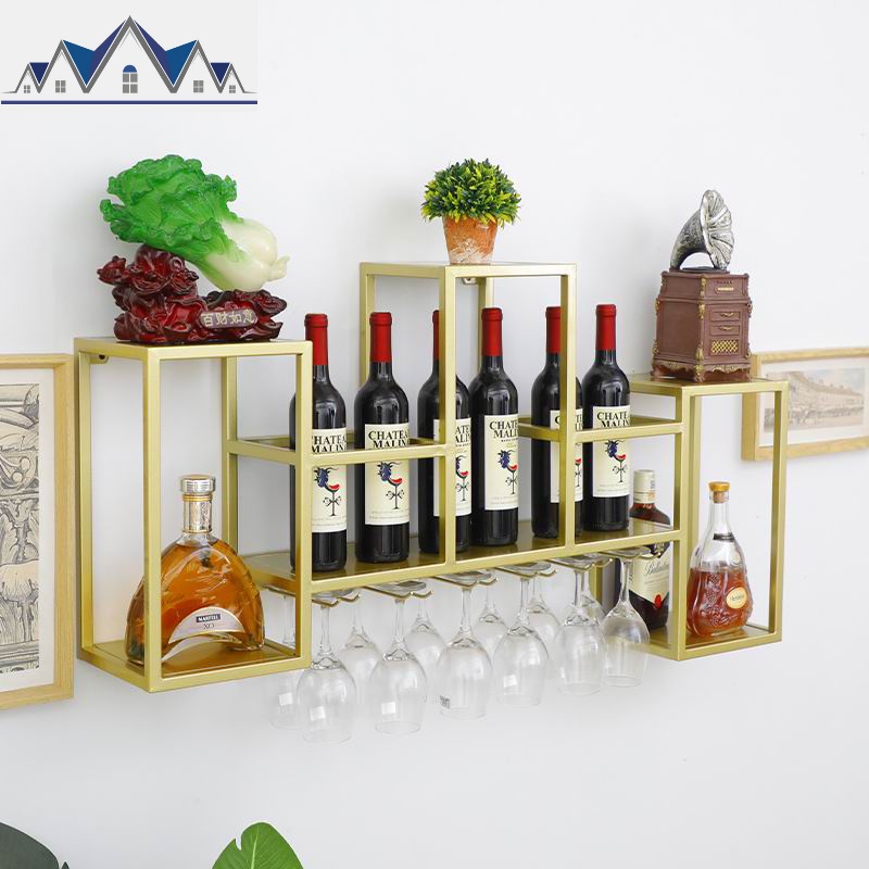 北欧铁艺墙上置物架挂墙红酒杯架吧台壁挂式酒柜餐厅创意悬挂酒架 三维工匠高清大图