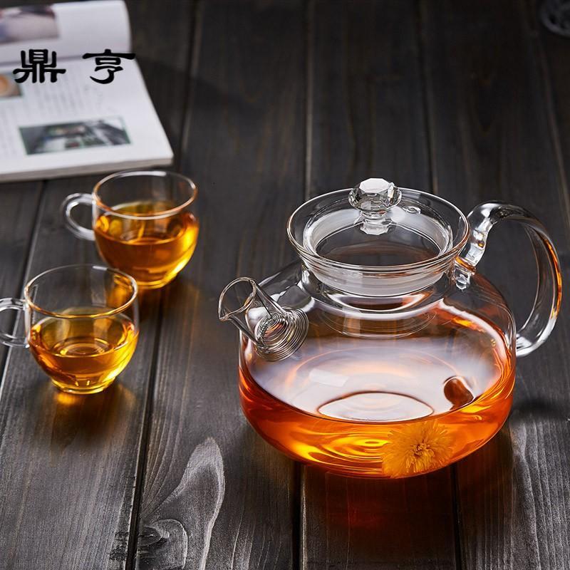 鼎亨 玻璃茶壶耐高温加厚花茶壶过滤水壶耐热玻璃茶具煮茶壶