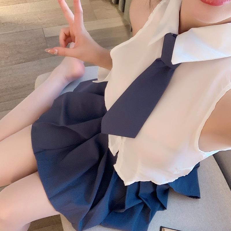 长夜漫漫情趣内衣衬衫分体学生装制服诱惑免脱纯欲学院JK短裙2206高清大图