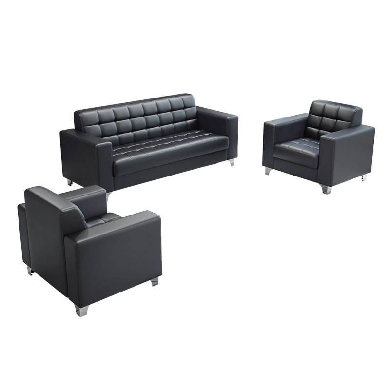 三金鑫 办公沙发商务接待小型沙发现代简约会客办公室沙发组合 西皮单人位+单人位+三人位