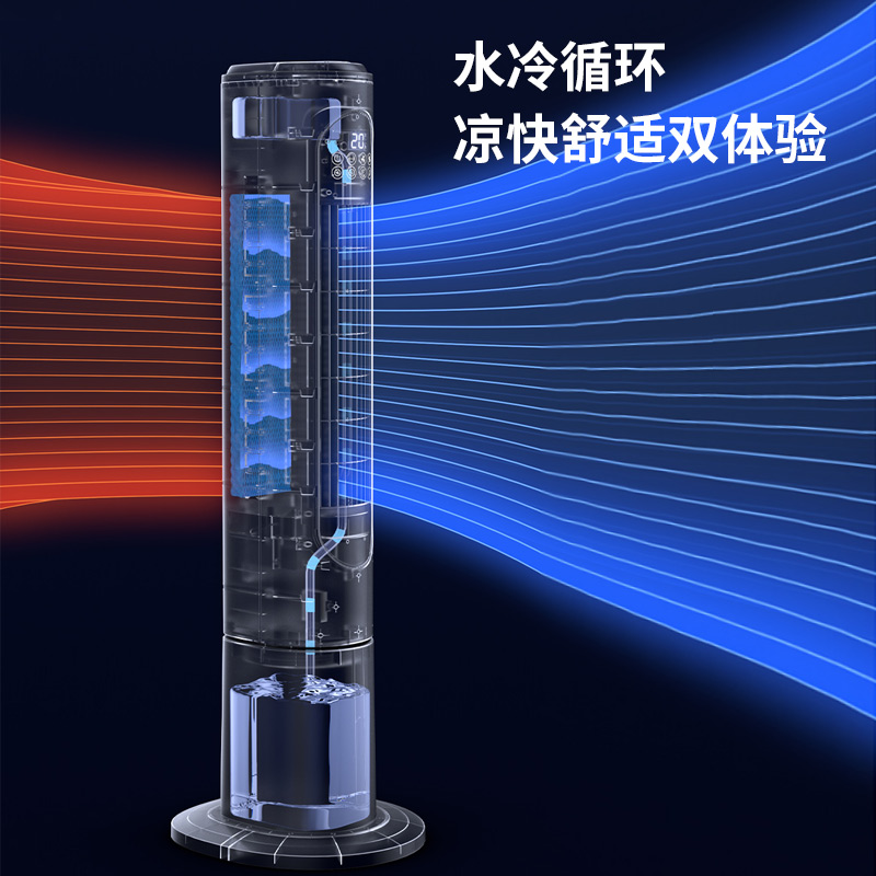奥克斯家用水冷塔扇负离子能遥控制冷小空调扇办公移动加湿冷风机 白色高清大图