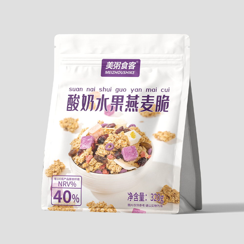 美粥食客营养早餐 酸奶水果燕麦脆320g 2袋装高清大图