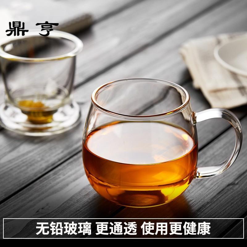 鼎亨花茶泡茶杯分离过滤透明玻璃茶杯耐热喝茶杯子家用带盖水杯