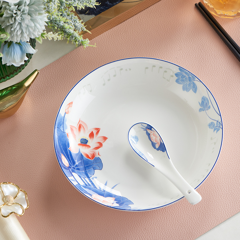 北国风光 骨瓷48头餐具 TS-0048荷塘音乐 套高清大图