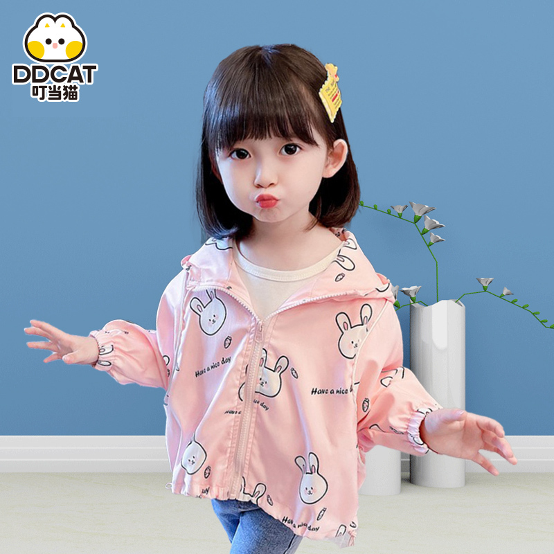 叮当猫春季新款女童卡通蝙蝠袖外套休闲韩版夹克网红女宝宝洋气