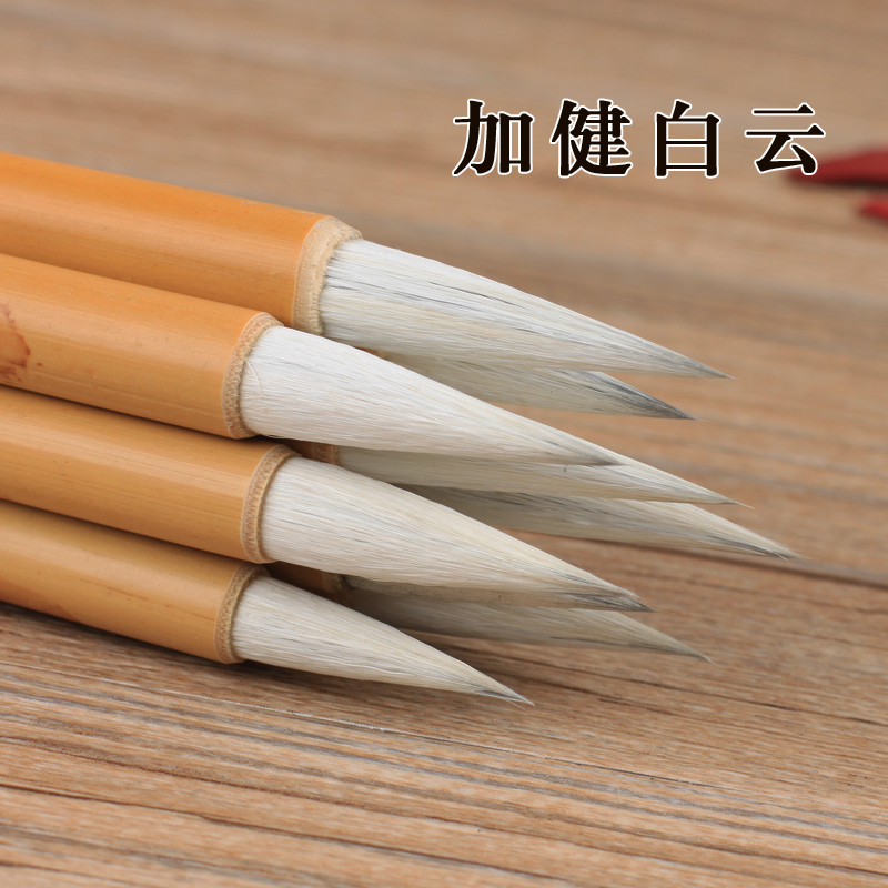 小楷 加健白云[小号单支] 湖笔加健大白云毛笔中小白云兼毫学生毛笔套装初学大中小楷毛笔牡丹花鸟绘画国画毛笔小号毛笔水彩画