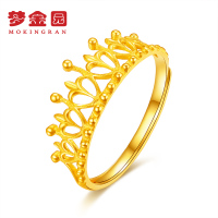 梦金园 黄金戒指 足金999 气质皇冠戒指 足金戒指 时尚单戒子 女款/计价 送女友 送老婆生日礼物 黄金饰品
