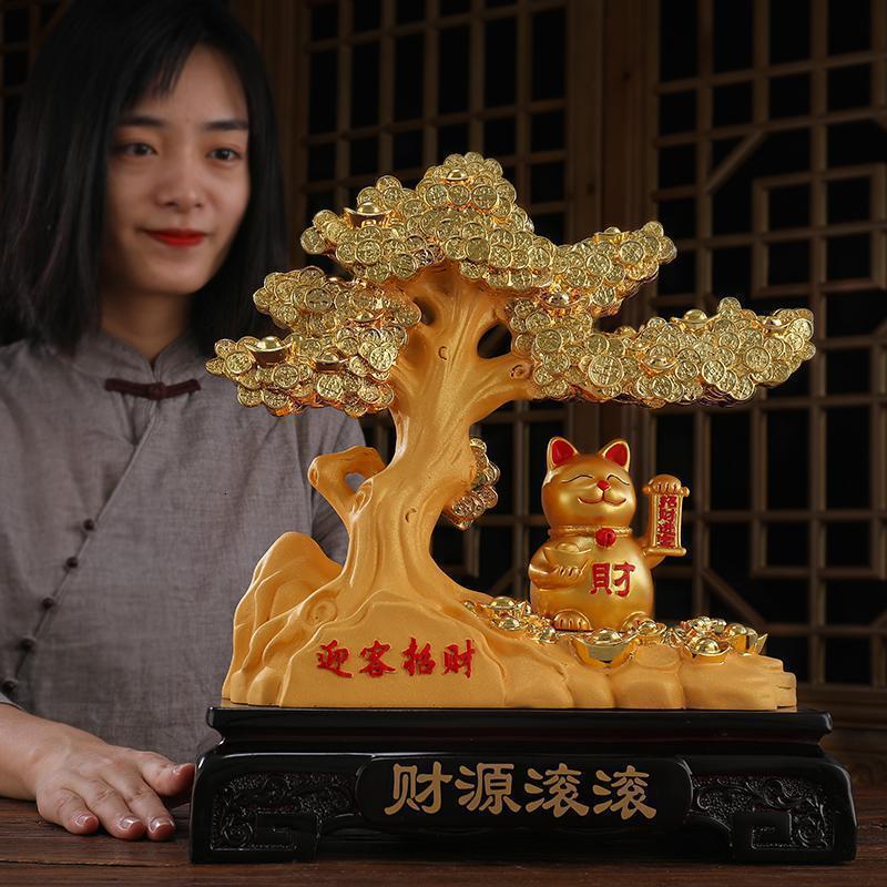 猫迎客发财树摆件摇钱树收银台院服装店装饰开业礼品_907_389_344