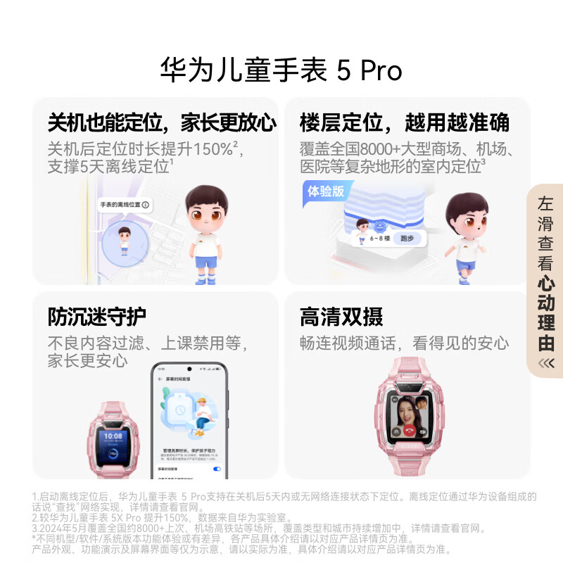 华为儿童手表 5 Pro冰晶蓝高清大图
