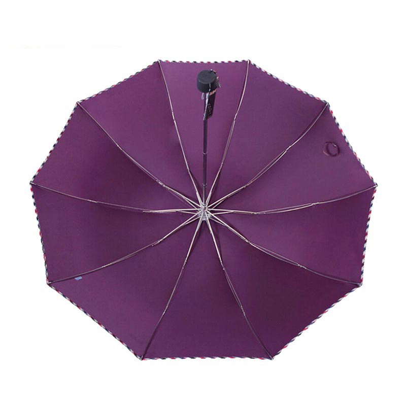 天堂伞 10骨三折雨伞深紫 3311E