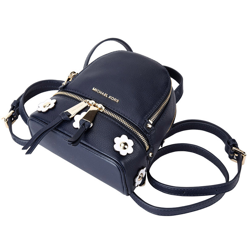 MICHAEL KORS 迈克·科尔斯 MK女包 RHEA ZIP系列深蓝色皮质女士双肩背包