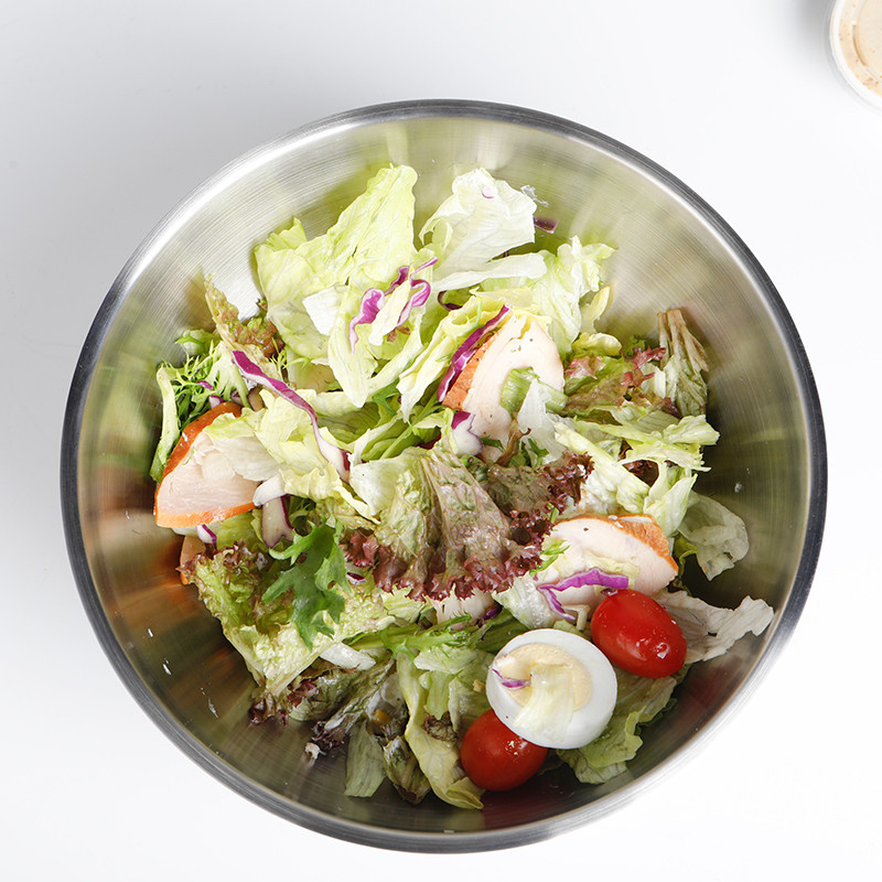 苏宁极物 304不锈钢沙拉碗家用双层隔热防烫儿童学生成人米饭碗小碗防摔食堂餐具高清大图