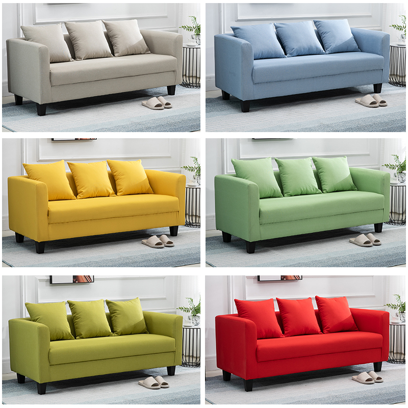 简易双人沙发小户型公寓出租房卧室阳台服装店两人三人皮质沙发椅