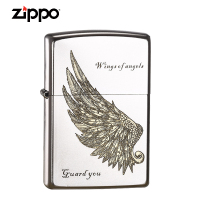 zippo打火机正版 美国官方原装防风火机深雕双面翅膀 男士礼品 明铬 银色 爱情系列