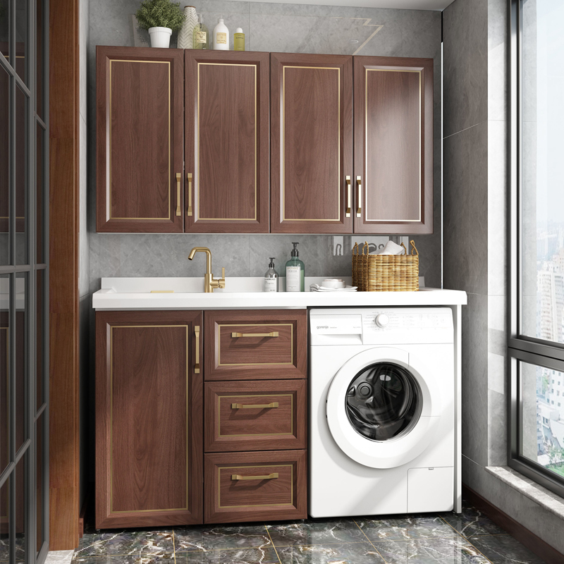 双牧凌smuln阳台太空铝洗衣机柜组合洗衣机一体柜伴侣柜带搓衣板洗衣