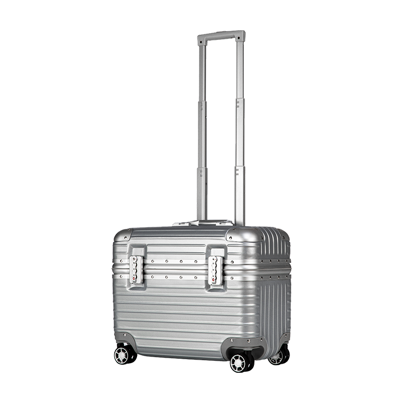 爱登堡edenbo高档铝框机长拉杆箱18寸fl9015银色视频