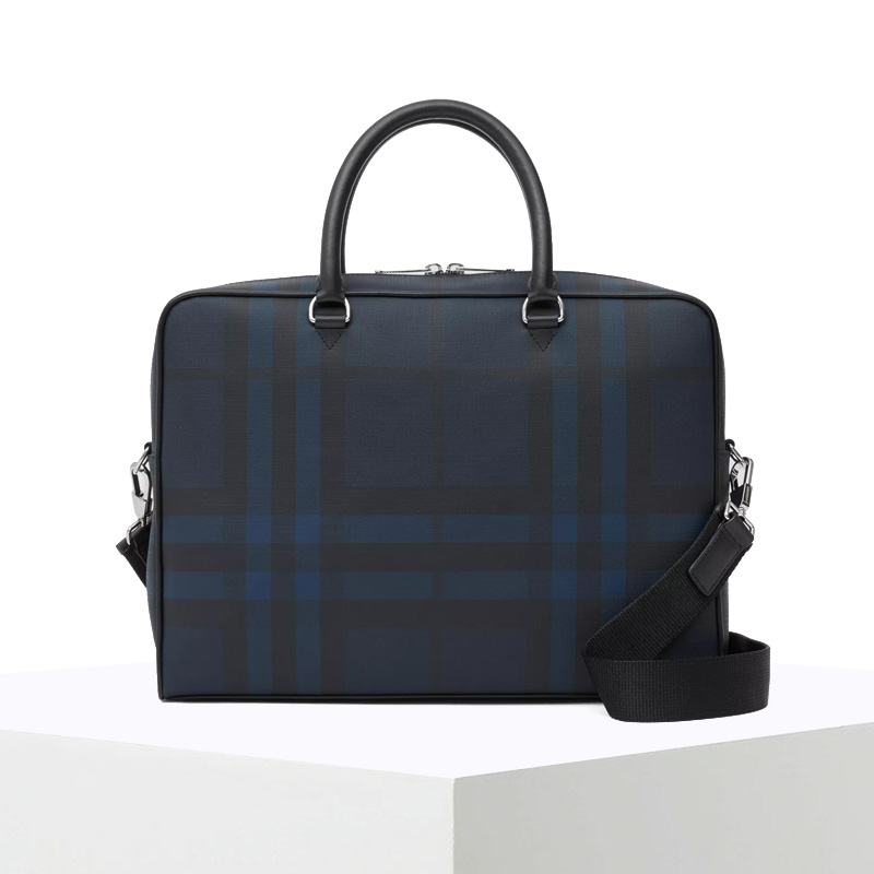 预订 BURBERRY 博柏利 London 格纹拼皮革公文包 手提包 单肩包8023707