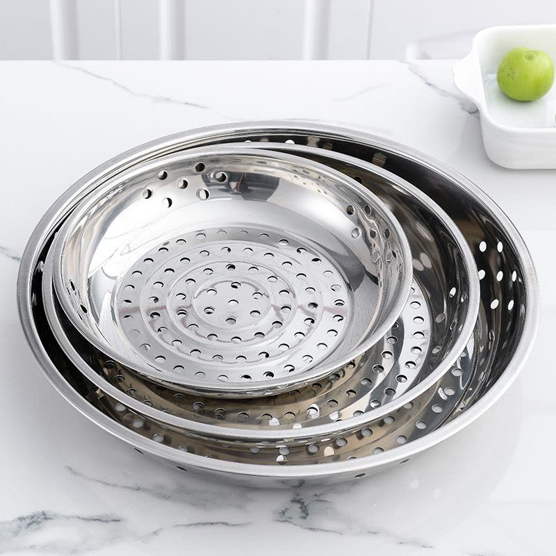 不锈钢蒸盘厨房家用电饭煲蒸笼蒸盘蒸格圆形蒸屉蒸包饺子用冲孔盘 敬平 32cm大孔蒸盘蒸屉/架/篮图片
