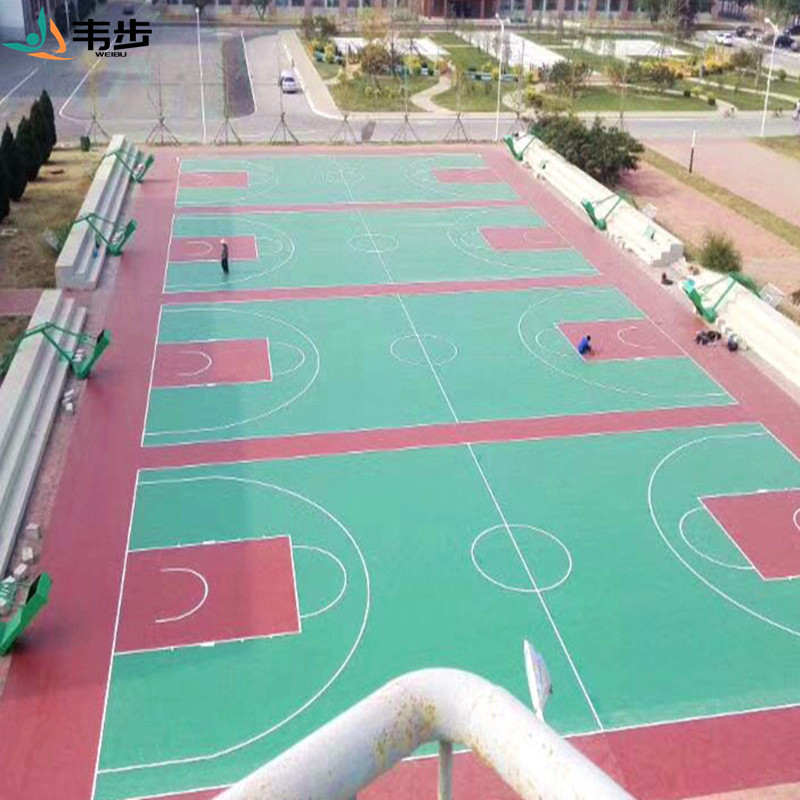 韦步篮球场地胶室外弹性运动地板羽毛球场地PFO户外专用塑胶地垫高清大图