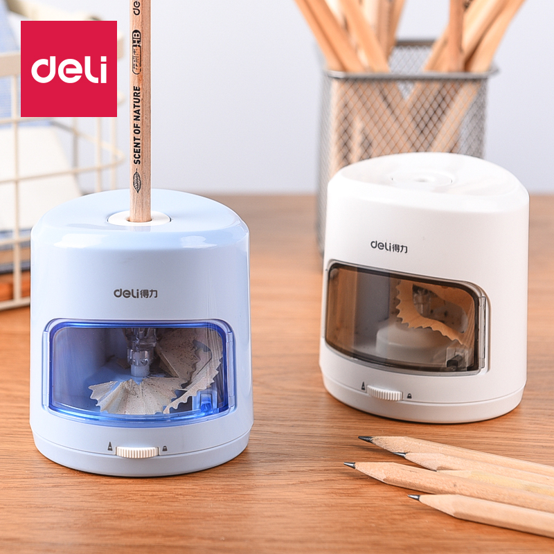 得力deli0502电动卷笔刀蓝色铅笔削笔器转笔刀削笔刀自动削笔机参数