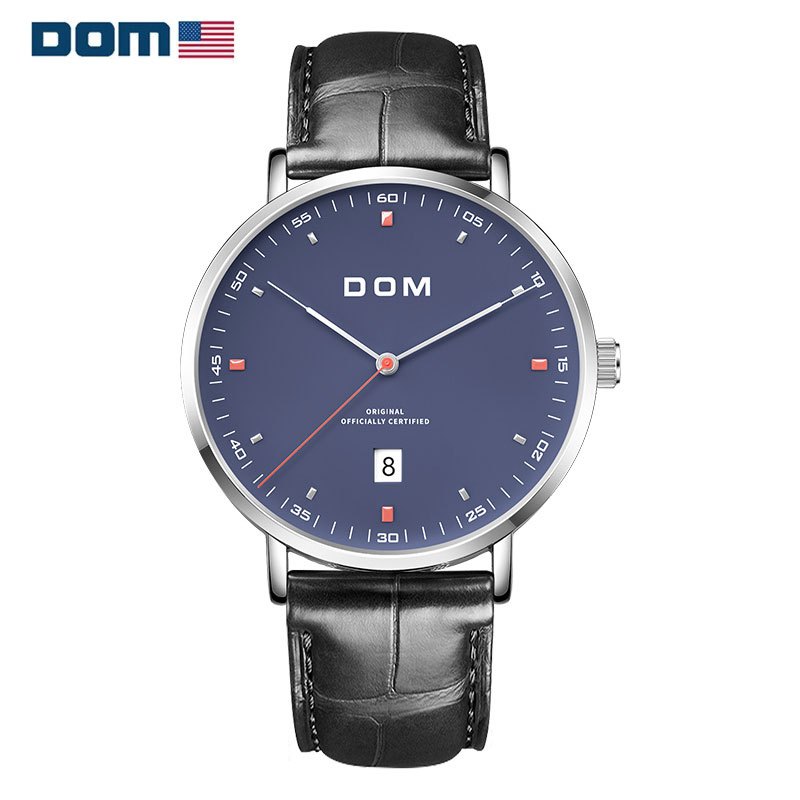 美国dom多姆品牌男士手表男时尚休闲潮流韩版简约防水学生石英表个性