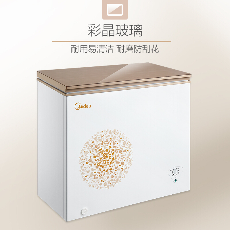 美的(Midea)209升 彩晶玻璃面板家用冰柜 冷藏冷冻转换柜大型冷柜 BD/BC-209KGM(E)