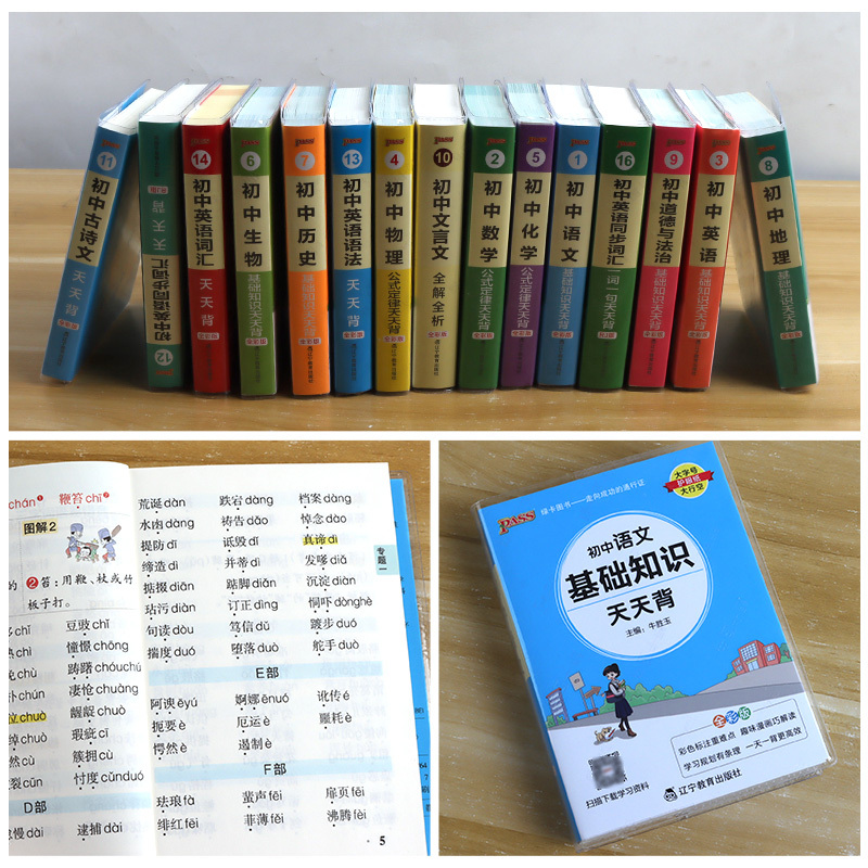 [套装9本]语文+数学+英语+物理+化学+政治+历史+地理+生物 初中通用 [正版]初中语文基础知识天天背全套数学物理化