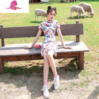 艳如飞改良版旗袍少女修身性感小个子现代年轻款连衣裙日常中国风夏短款连衣裙