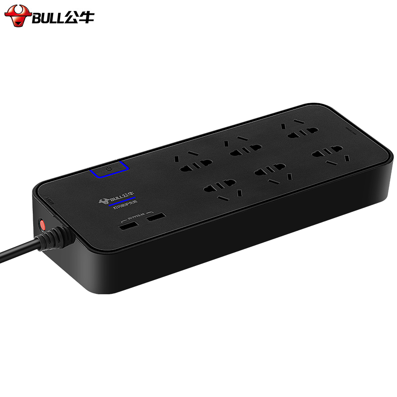 公牛(bull) GN-H306U抗电涌电源接线板插排USB口 3米