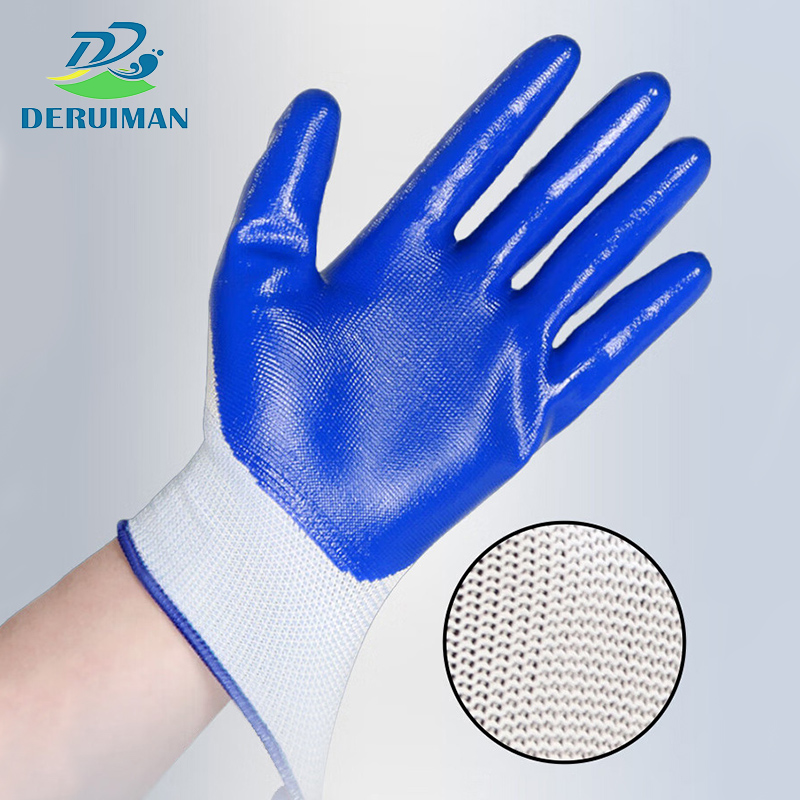 DERUIMAN浸胶劳保手套浸胶耐油防水工地耐磨挂胶防护手套高清大图