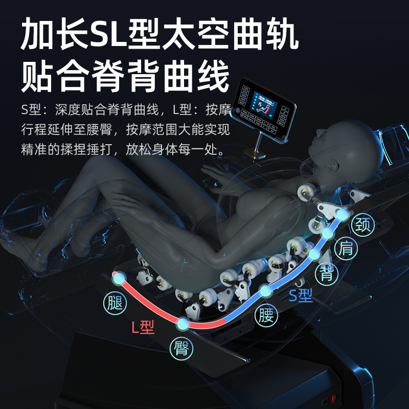 德国“佳仁®按摩椅家用SL太空曲轨机械手豪华太空舱零重力多功能全身按摩椅 至尊白+大屏液晶触控+头部U型枕高清大图