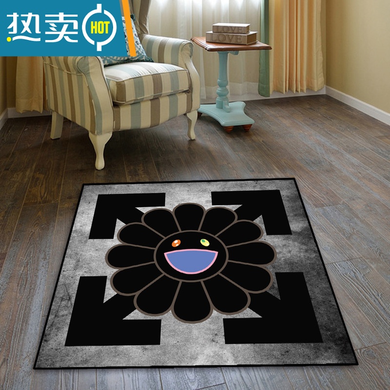 XIANCAI太阳花地毯潮流艺术潮牌卧室床边书房防滑装饰圆形椅垫鼓垫摇篮垫高清大图