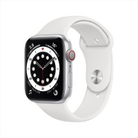 Apple Watch Series 6 44毫米 蜂窝版 银色铝金属表壳 白色运动型表带 智能手表